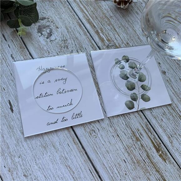 Set of 6 clear acrylic drink coasters with insert for cocktail napkins table dec - Picture 7 of 8